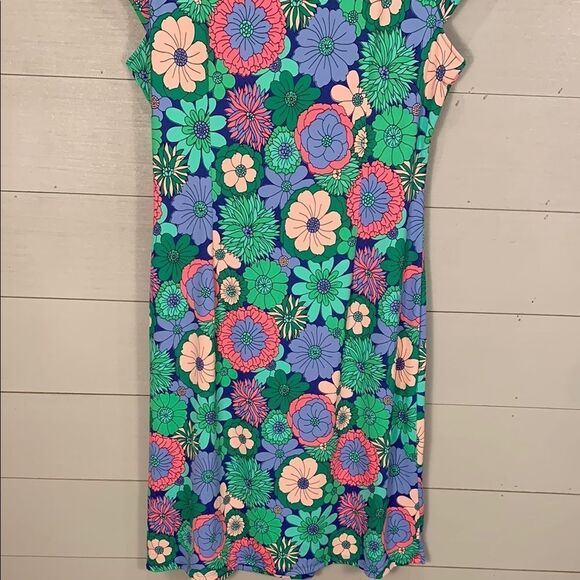 Talbots retro print Floral Women's Dress NWT size large faux wrap knot - Picture 9 of 12